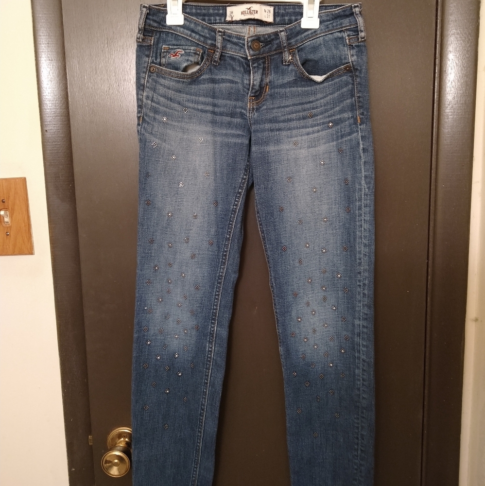Hollister rhinestone studded skinny jeans